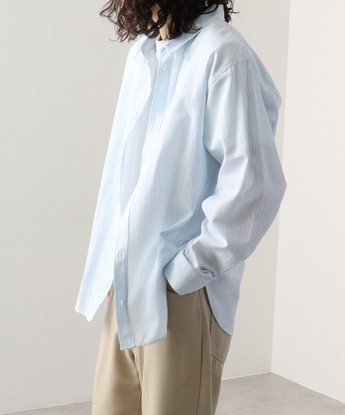 FUNALIVE(ファンアライブ)の「Fabric regular size shirt / 布帛レギュラーサイズシャツ unisex(シャツ/ブラウス・メンズ・ベージュ/チャコール/ネイビー×ホワイト/ホワイト/カーキ/サックスブルー/グレー×ホワイト・XL/M/L)」の22枚目の写真