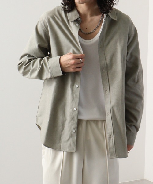 FUNALIVE(ファンアライブ)の「Fabric regular size shirt / 布帛レギュラーサイズシャツ unisex(シャツ/ブラウス・メンズ・ベージュ/チャコール/ネイビー×ホワイト/ホワイト/カーキ/サックスブルー/グレー×ホワイト・XL/M/L)」の16枚目の写真