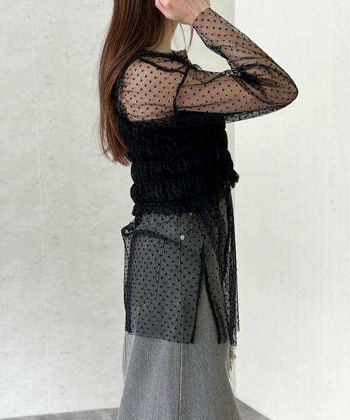 Per sist ence(パーシエンス)の「チュールレイヤードプルオーバー&シャーリングキャミセット(Tシャツ/カットソー・レディース・グレー/アイボリー/ブラック・FREE)」の10枚目の写真