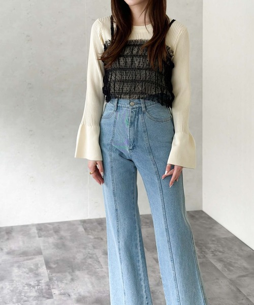 Per sist ence(パーシエンス)の「チュールレイヤードプルオーバー&シャーリングキャミセット(Tシャツ/カットソー・レディース・グレー/アイボリー/ブラック・FREE)」の22枚目の写真