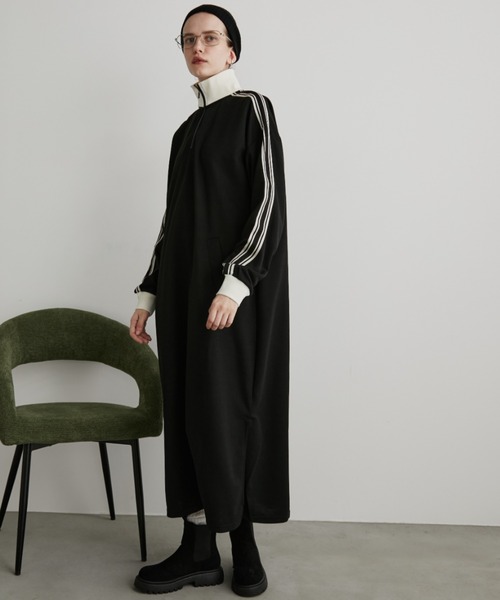 Auntie Rosa Holiday（アンティローザホリデー）の「ハーフジップトラックジャージワンピース（ワンピース・レディース・ナチュラル/ブラック・FREE）」の11枚目の写真
