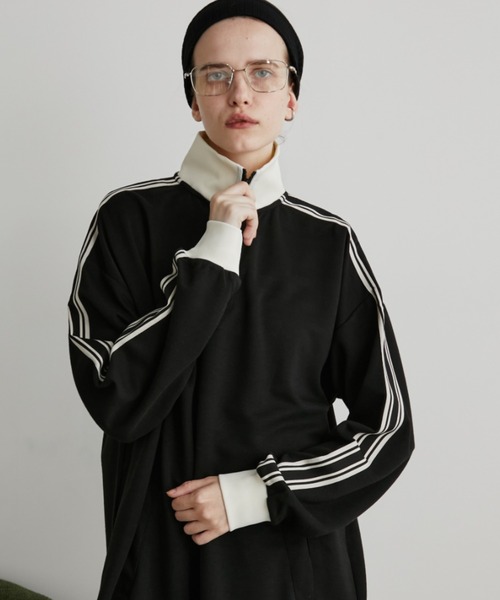 ハーフジップトラックジャージワンピース（ワンピース）｜Auntie Rosa