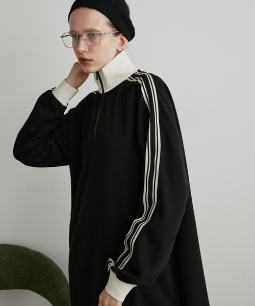 Auntie Rosa Holiday（アンティローザホリデー）の「ハーフジップトラックジャージワンピース（ワンピース・レディース・ナチュラル/ブラック・FREE）」の8枚目の写真