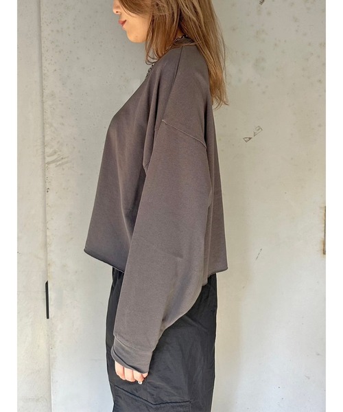 EGOIST（エゴイスト）の「オーバーサイズクロップドロンT（Tシャツ/カットソー・レディース・ベージュ/ダークグレー/ピンク/アイボリー・FREE）」の18枚目の写真