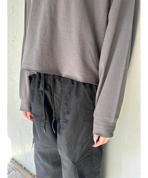 EGOIST（エゴイスト）の「オーバーサイズクロップドロンT（Tシャツ/カットソー・レディース・ベージュ/ダークグレー/ピンク/アイボリー・FREE）」の9枚目の写真