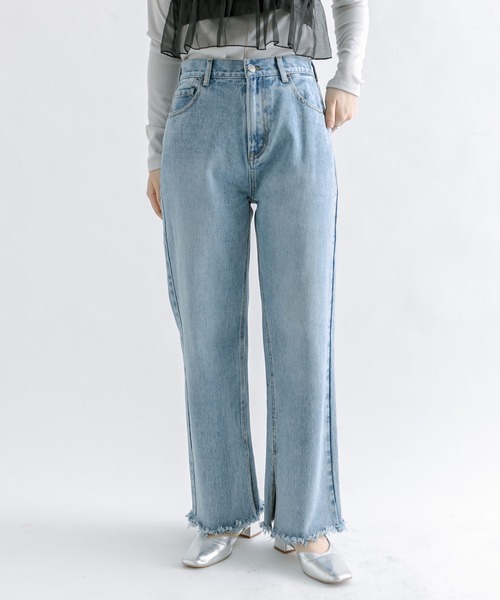 mline（エムライン）の「【サイズ展開あり】[mline]ストレートフリンジデニム（デニムパンツ・レディース・アイボリー/ブラック/ブルー・1/2）」の10枚目の写真