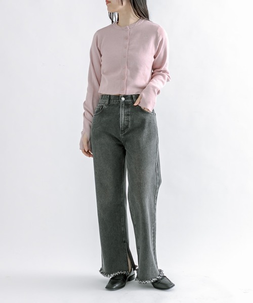 mline（エムライン）の「【サイズ展開あり】[mline]ストレートフリンジデニム（デニムパンツ・レディース・アイボリー/ブラック/ブルー・1/2）」の6枚目の写真