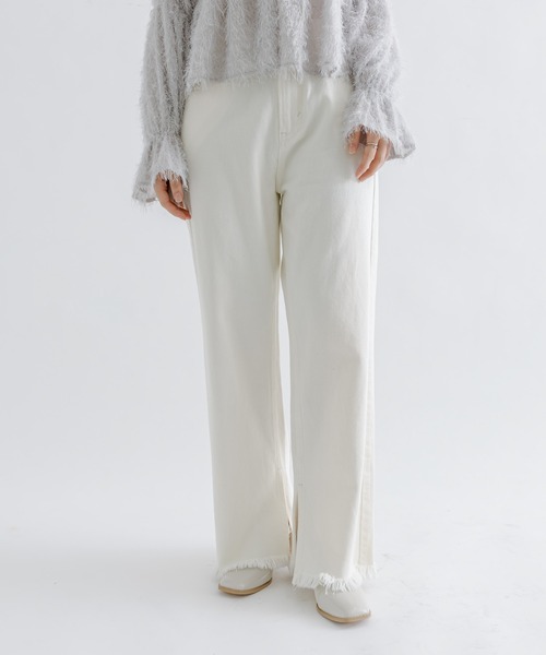 mline（エムライン）の「【サイズ展開あり】[mline]ストレートフリンジデニム（デニムパンツ・レディース・アイボリー/ブラック/ブルー・1/2）」の7枚目の写真