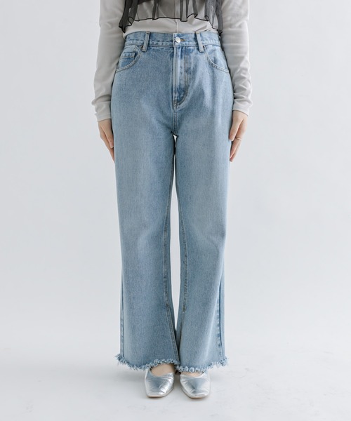 mline（エムライン）の「【サイズ展開あり】[mline]ストレートフリンジデニム（デニムパンツ・レディース・アイボリー/ブラック/ブルー・1/2）」の13枚目の写真