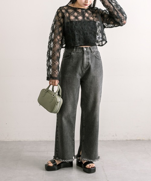 mline（エムライン）の「【サイズ展開あり】[mline]ストレートフリンジデニム（デニムパンツ・レディース・アイボリー/ブラック/ブルー・1/2）」の22枚目の写真