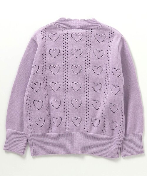 apres les cours(アプレレクール)の「WEB限定 ハート透かし編みカーデ(カーディガン/ボレロ・キッズ・ラベンダー・90/100/120/130/140)」の3枚目の写真