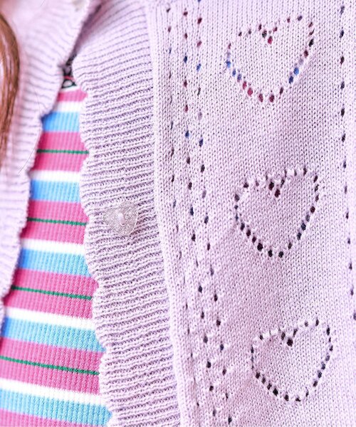 apres les cours(アプレレクール)の「WEB限定 ハート透かし編みカーデ(カーディガン/ボレロ・キッズ・ラベンダー・90/100/120/130/140)」の4枚目の写真