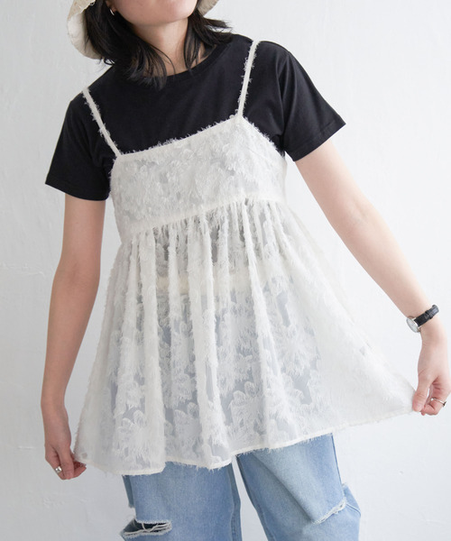 VENCEEXCHANGE（ヴァンスエクスチェンジ）の「フリンジジャガードキャミソール（タンクトップ・レディース・オフホワイト/ブラック・M）」の7枚目の写真