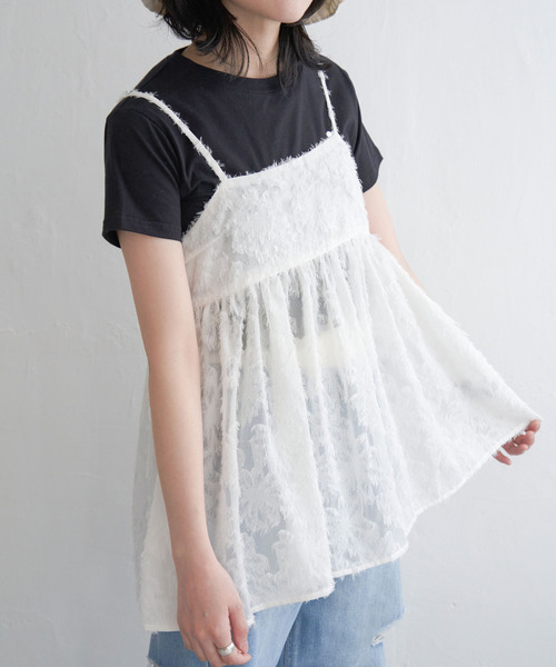 VENCEEXCHANGE（ヴァンスエクスチェンジ）の「フリンジジャガードキャミソール（タンクトップ・レディース・オフホワイト/ブラック・M）」の8枚目の写真