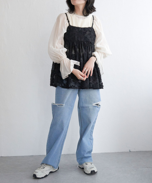 VENCEEXCHANGE（ヴァンスエクスチェンジ）の「フリンジジャガードキャミソール（タンクトップ・レディース・オフホワイト/ブラック・M）」の16枚目の写真