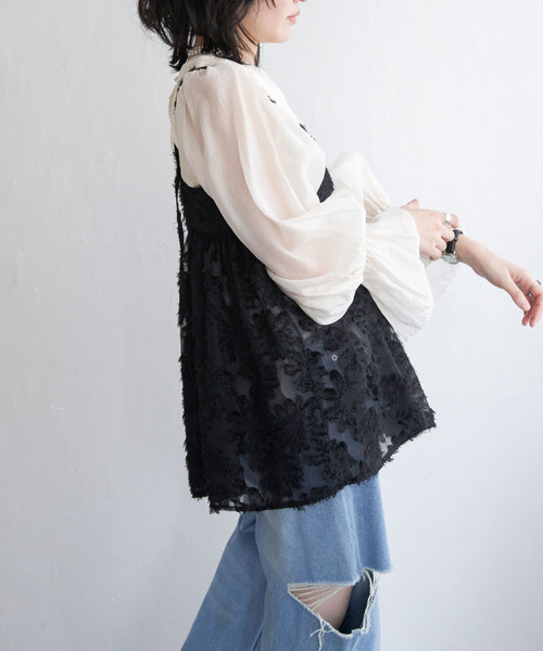 VENCEEXCHANGE（ヴァンスエクスチェンジ）の「フリンジジャガードキャミソール（タンクトップ・レディース・オフホワイト/ブラック・M）」の12枚目の写真