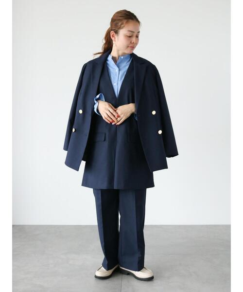 Lugnoncure（ルノンキュール）の「テーラードジャケット(セットアップ可)（ノーカラージャケット・レディース・ベージュ/ネイビー/オフホワイト・F）」の9枚目の写真