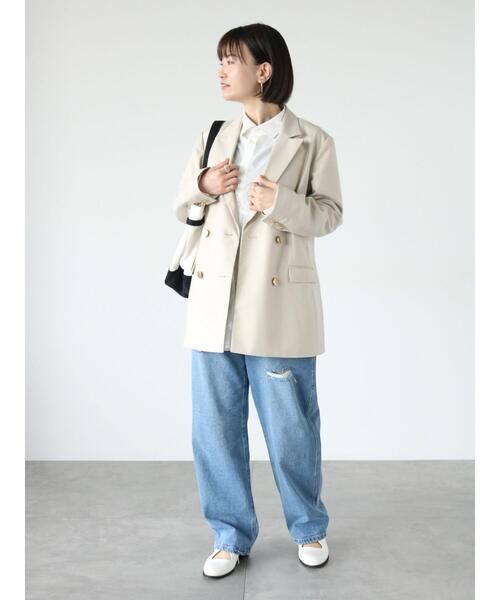 Lugnoncure（ルノンキュール）の「テーラードジャケット(セットアップ可)（ノーカラージャケット・レディース・ベージュ/ネイビー/オフホワイト・F）」の11枚目の写真