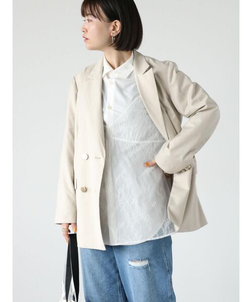Lugnoncure（ルノンキュール）の「テーラードジャケット(セットアップ可)（ノーカラージャケット・レディース・ベージュ/ネイビー/オフホワイト・F）」の13枚目の写真