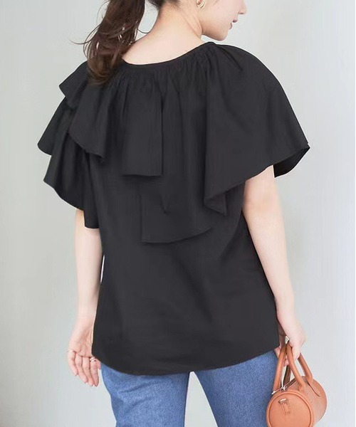 MAISON DE THERESE（メゾン ド テレーズ）の「Vネック変則フリルシャツブラウス（シャツ/ブラウス・レディース・イエロー×グリーン/ブラック/ホワイト・M）」の7枚目の写真