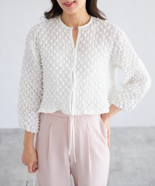 tocco closet(トッコ クローゼット)の「【ZOZO限定】ポップコーンカーディガン(カーディガン/ボレロ・レディース・ブラック/ホワイト/ブルー・M)」の2枚目の写真