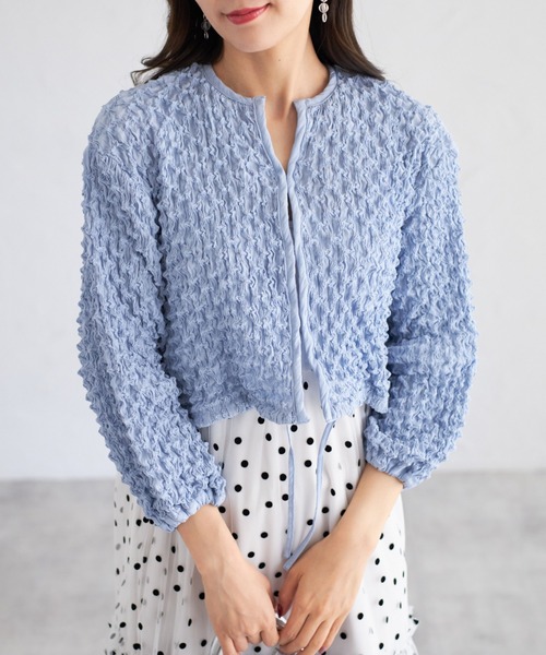 tocco closet(トッコ クローゼット)の「【ZOZO限定】ポップコーンカーディガン(カーディガン/ボレロ・レディース・ブラック/ホワイト/ブルー・M)」の3枚目の写真