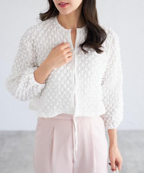 tocco closet(トッコ クローゼット)の「【ZOZO限定】ポップコーンカーディガン(カーディガン/ボレロ・レディース・ブラック/ホワイト/ブルー・M)」の9枚目の写真