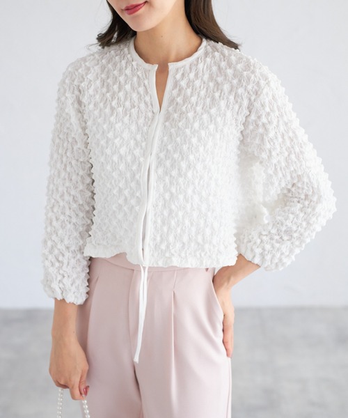 tocco closet(トッコ クローゼット)の「【ZOZO限定】ポップコーンカーディガン(カーディガン/ボレロ・レディース・ブラック/ホワイト/ブルー・M)」の10枚目の写真