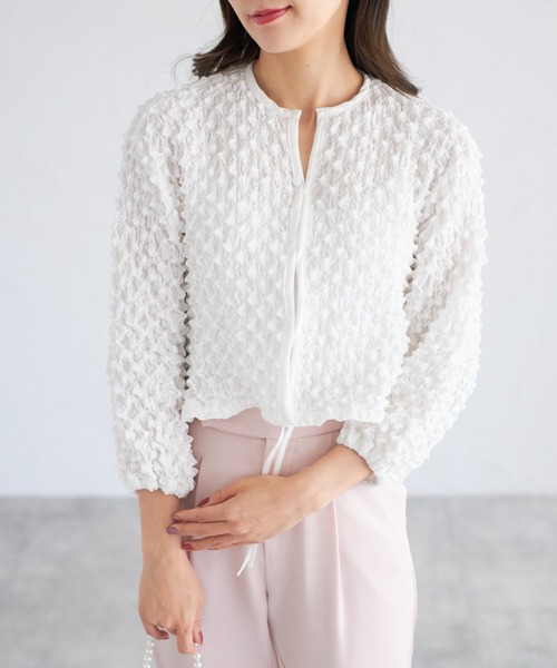 tocco closet(トッコ クローゼット)の「【ZOZO限定】ポップコーンカーディガン(カーディガン/ボレロ・レディース・ブラック/ホワイト/ブルー・M)」の11枚目の写真