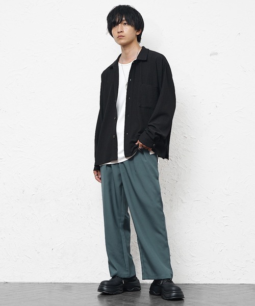 リメイク　スーパーワイド　イージー　スラックス　パンツ　カシミヤ　ネイビー リメイク スーパーワイド イージー スラックス パンツ カシミヤ