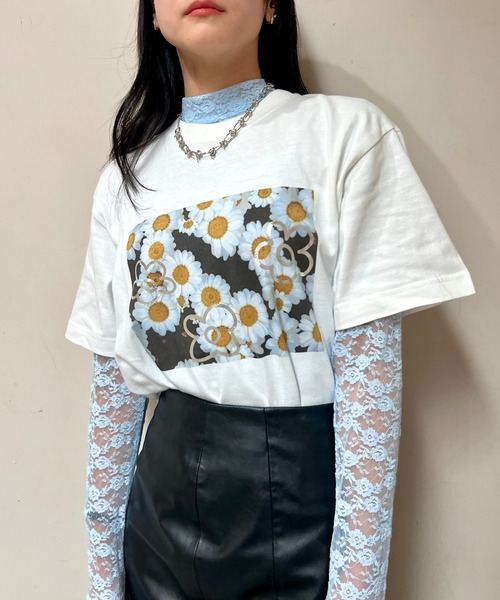 Casselini（キャセリーニ）の「【Casselini】EC限定 Foil daisy print s/s Tee designed by Casselini（Tシャツ/カットソー・レディース・ホワイト/ブラック・M/S）」の13枚目の写真