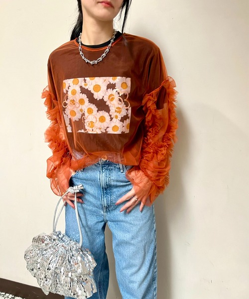 Casselini（キャセリーニ）の「【Casselini】EC限定 Foil daisy print s/s Tee designed by Casselini（Tシャツ/カットソー・レディース・ホワイト/ブラック・M/S）」の18枚目の写真