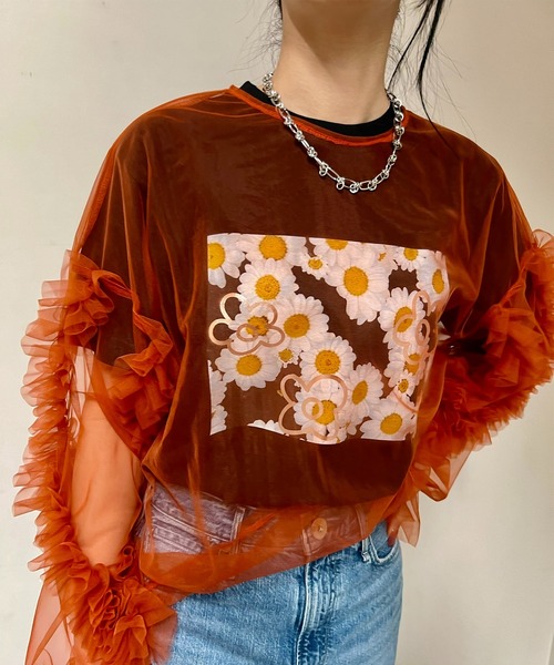 Casselini（キャセリーニ）の「【Casselini】EC限定 Foil daisy print s/s Tee designed by Casselini（Tシャツ/カットソー・レディース・ホワイト/ブラック・M/S）」の16枚目の写真