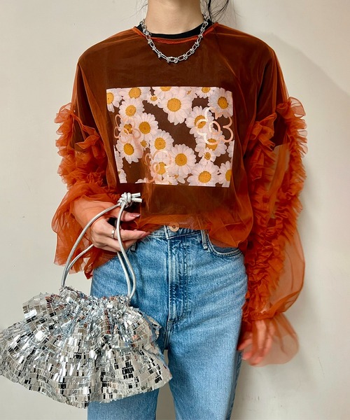 Casselini（キャセリーニ）の「【Casselini】EC限定 Foil daisy print s/s Tee designed by Casselini（Tシャツ/カットソー・レディース・ホワイト/ブラック・M/S）」の17枚目の写真