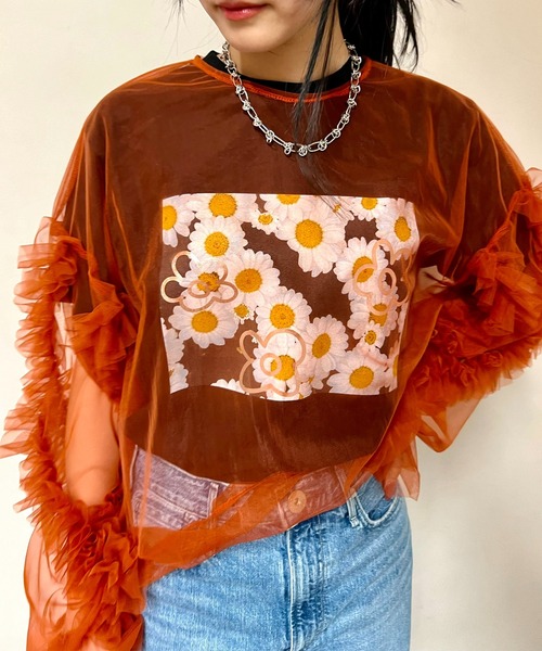 Casselini（キャセリーニ）の「【Casselini】EC限定 Foil daisy print s/s Tee designed by Casselini（Tシャツ/カットソー・レディース・ホワイト/ブラック・M/S）」の15枚目の写真