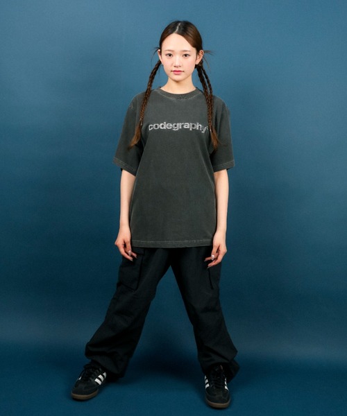 Tシャツ・カットソー Code graphy (W) Coloring Collar Long Sleeve 5MM036 Woman) Color matching collar long sleeve（Tシャツ/カットソー