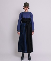 デニムコンビネーションジャンパースカート