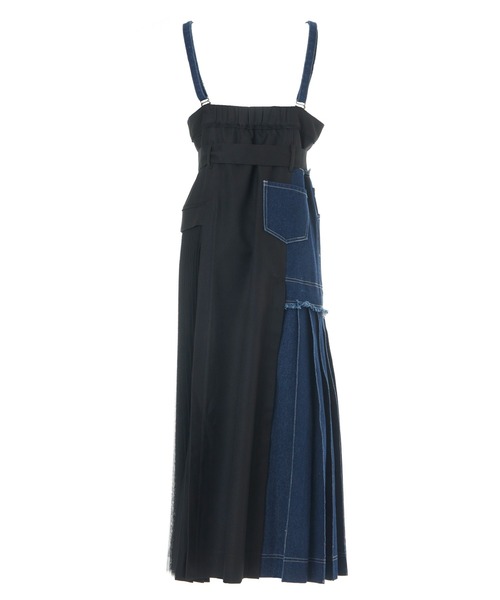 AULA AILA（アウラアイラ）の「デニムコンビネーションジャンパースカート（ジャンパースカート・レディース・ブラック/ネイビー/キャメル・1/0）」の9枚目の写真