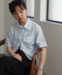 Amiur | drawstring stripe shirt / ドローストリングストライプシャツ(シャツ/ブラウス)