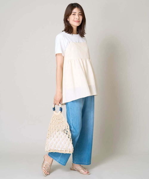 a.v.v（アーヴェヴェ）の「ペーパーメッシュバッグ（かごバッグ・レディース・ブラック/アイボリー/ベージュ・38）」の8枚目の写真