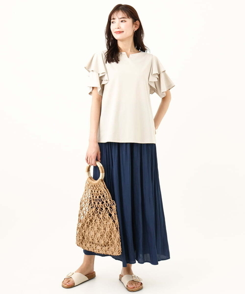 a.v.v（アーヴェヴェ）の「ペーパーメッシュバッグ（かごバッグ・レディース・ブラック/アイボリー/ベージュ・38）」の12枚目の写真