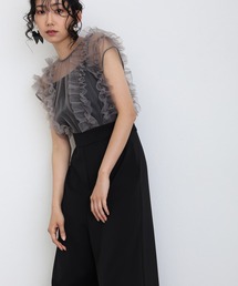 オールインワン パーティー パンツドレス 結婚式&チュール ギャザーハイウエストセレモニー フォーマル ロング丈 オケージョンドレス お呼ばれ 七五三 ママ お宮参り 学校行事 二次会 成人式 