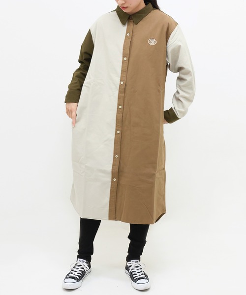 KRIFF MAYER（クリフメイヤー）の「ビエラ無地シャツワンピ（ワンピース・レディース・オリーブ/ナチュラル/カラフル/ベージュ/チャコール・LARGE/MEDIUM）」の5枚目の写真