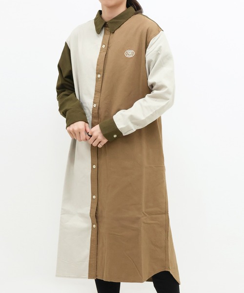 KRIFF MAYER（クリフメイヤー）の「ビエラ無地シャツワンピ（ワンピース・レディース・オリーブ/ナチュラル/カラフル/ベージュ/チャコール・LARGE/MEDIUM）」の9枚目の写真