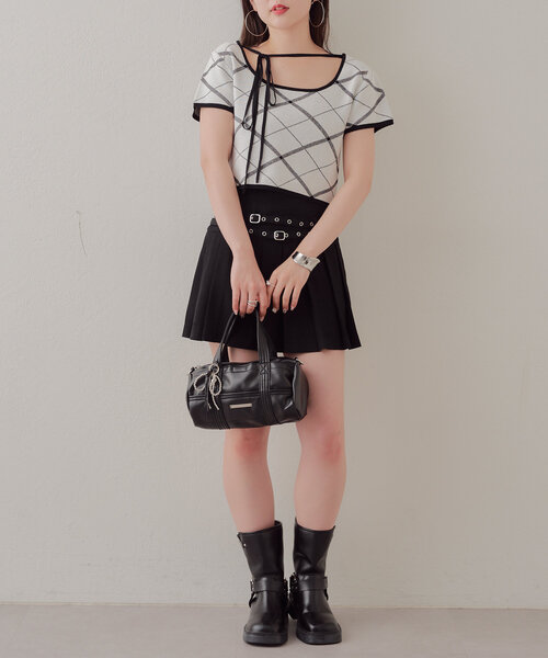 新色追加】ローウエストベルト付プリーツスカート（スカート）｜Chico