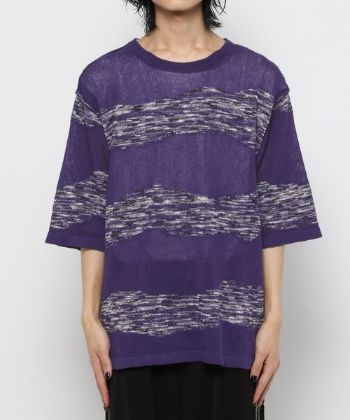 HARE（ハレ）の「グランジボーダーニット(HARE)（ニット/セーター・メンズ・パープル/ブラック・FREE）」の9枚目の写真