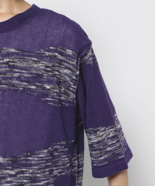HARE（ハレ）の「グランジボーダーニット(HARE)（ニット/セーター・メンズ・パープル/ブラック・FREE）」の3枚目の写真