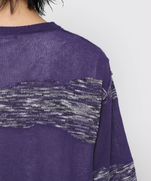 HARE（ハレ）の「グランジボーダーニット(HARE)（ニット/セーター・メンズ・パープル/ブラック・FREE）」の5枚目の写真