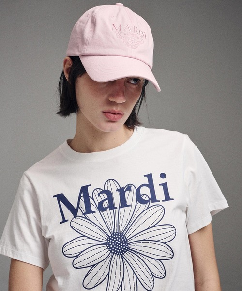 Mardi Mercredi（マルディメクルディ）の「SLIM TSHIRT FLOWERMARDI / スリム Tシャツ フラワーマルディ（Tシャツ/カットソー・レディース・ブラック系その他/ホワイト×ネイビー/ネイビー系1/グレー系その他・FREE）」の11枚目の写真