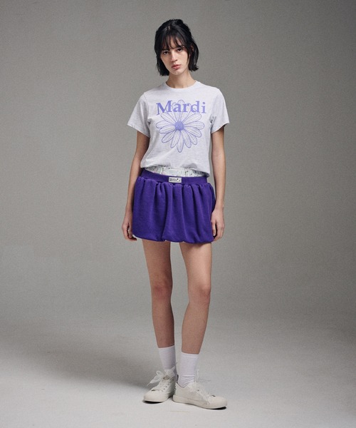 Mardi Mercredi（マルディメクルディ）の「SLIM TSHIRT FLOWERMARDI / スリム Tシャツ フラワーマルディ（Tシャツ/カットソー・レディース・ブラック系その他/ホワイト×ネイビー/ネイビー系1/グレー系その他・FREE）」の16枚目の写真
